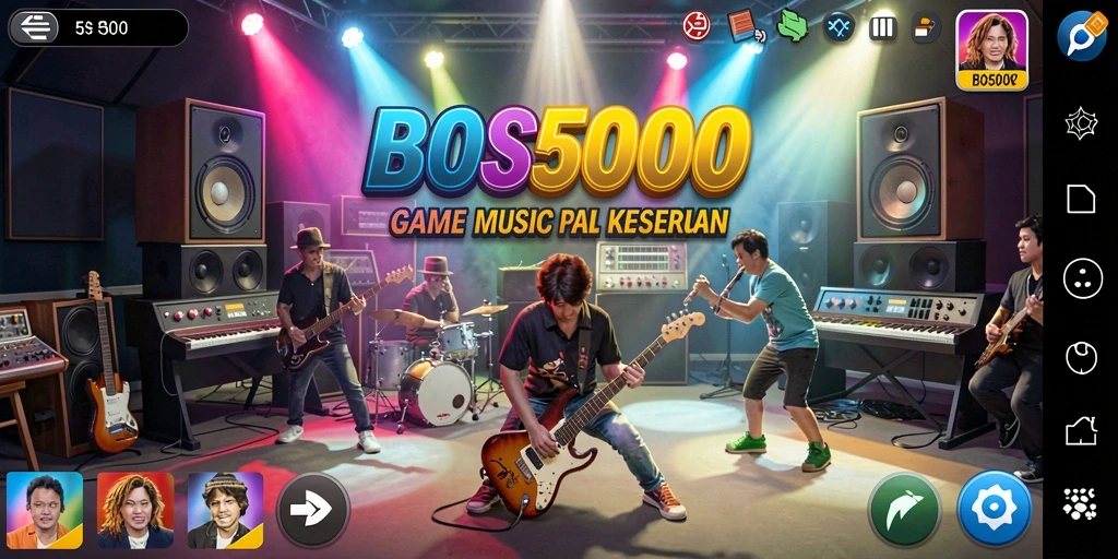 Screenshot gameplay BOS5000 menampilkan aksi seru dan musik yang menggugah.