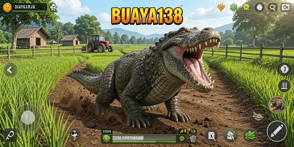 Tangkapan layar gameplay BUAYA138 yang menunjukkan aktivitas bertani.