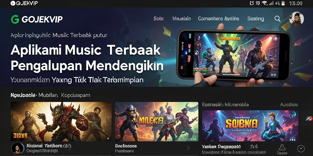 Screenshot GOJEKVIP menampilkan interface dengan lagu dan playlist yang menarik.